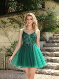 V-Neck Sleeveless A-Line Mini Prom Dress with Pleated-27dress