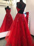 V-neck Tulle Ball Gown Prom Dresses with Beading