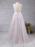 V-neck Tulle Beading Ball Gown/Princess Floor-length Prom Dresses