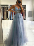 V-neck Tulle Beading Prom Dress - Ball Gown/Princess Sweep Train