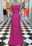 Velvet Sequins Prom Dress with Trumpet/Mermaid Square Neckline and Sleeveless Sweep Train-27dress