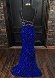 Velvet Sequins Trumpet/Mermaid Prom Dress with Sleeveless V-Neck and Sweep Train-27dress