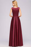 Vintage Deep-V-Neck Long Burgundy Bridesmaid Dress Online-27dress