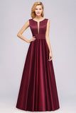 Vintage Deep-V-Neck Long Burgundy Bridesmaid Dress Online-27dress