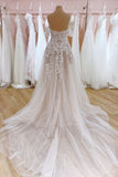 Vintage Long A-Line Off-the-Shoulder Sweetheart Backless Tulle Wedding Dress-27Dress