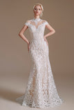 Vintage Long Mermaid High-neck Lace Wedding Dress with sleeves-27dress