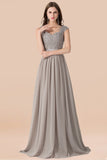 Vintage Silver Sleeveless Long Bridesmaid Dress With Appliques-27dress