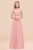 Vintage Sleeveless Lace Bridesmaid Dresses Affordable Chiffon Wedding Party Dress Online-27dress