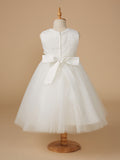 White Short Ball Gown Lace Tulle Wedding First Communion Flower Girl Dresses-27dress