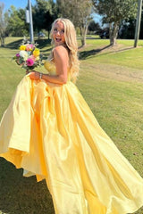 Yellow Sweetheart Corset A-Line Prom Dress