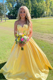 Yellow Sweetheart Corset A-Line Prom Dress