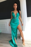 V-Neck Halter Evening Dress With Split