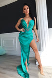 V-Neck Halter Evening Dress With Split